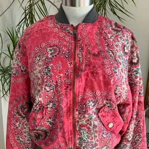 Free People Floral Bomber Style Jacket